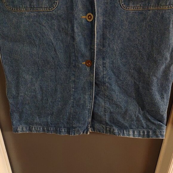 Vintage Daniel Women's Large Denim Jean Jacket Long Full Button Up Pockets 90's - Picture 2 of 12